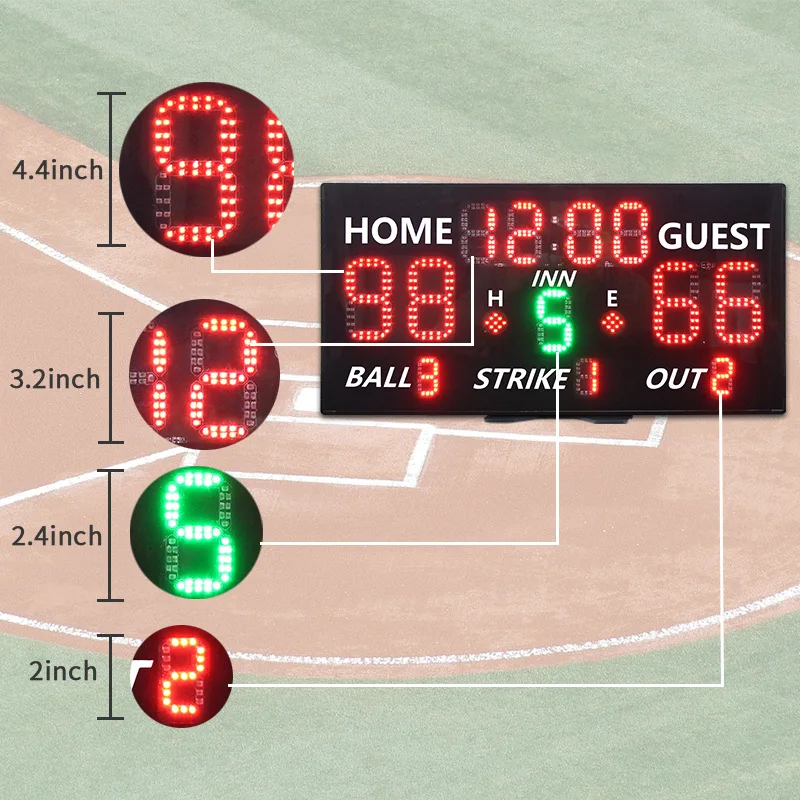 YIZHI Portable Sports Digital Baseball Softball LED Electronic Scoreboard with Timer Display for Training Game Score Record