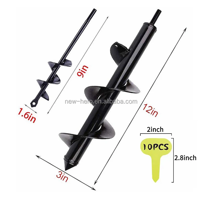 Garden Auger Spiral Drill Bit Flower Planter Bulb HEX Shaft Drill Auger Farm Yard Gardening Bedding Planting Hole Digger Tool
