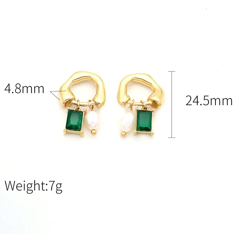 Французские Новые титановые серьги ювелирные изделия 18K позолоченный кулон из нержавеющей стали инкрустированный зеленый/белый циркон жемчужные