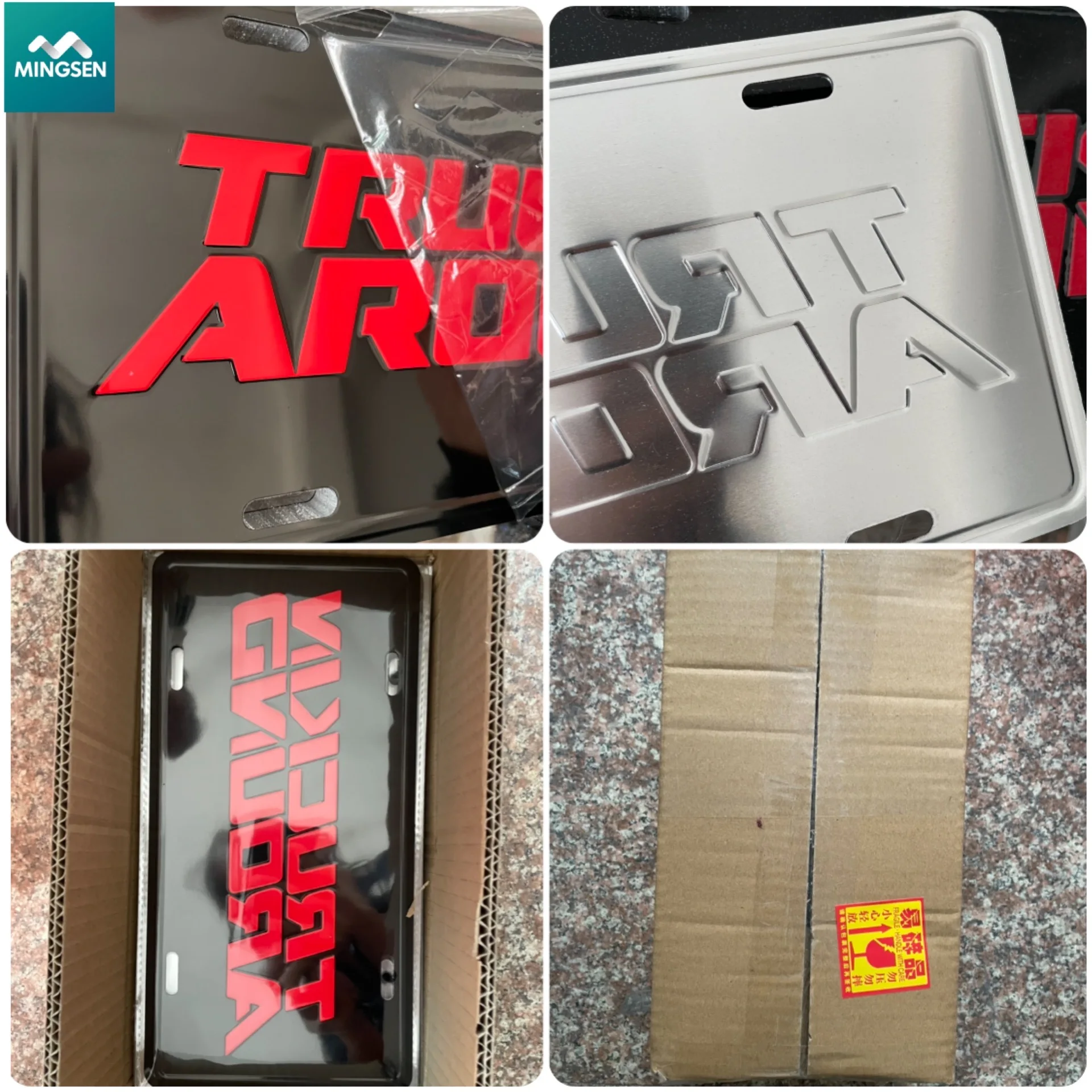 NO MOQ Custom logo aluminum embossed deocrative license plate for front and rear of car