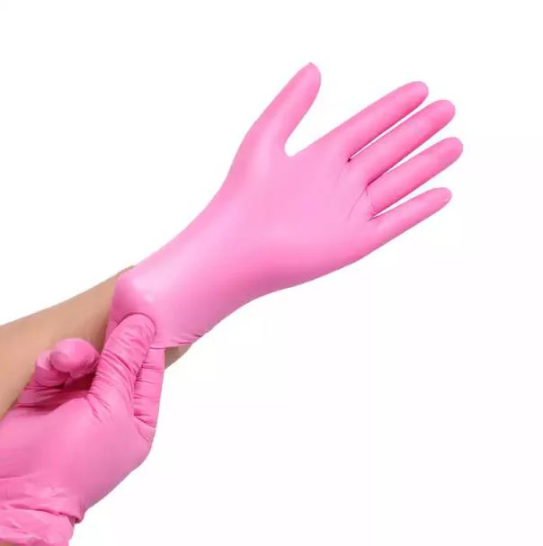 Hot sale Pink Nitrile Gloves Laboratory Work Nitrile Inspection Gloves