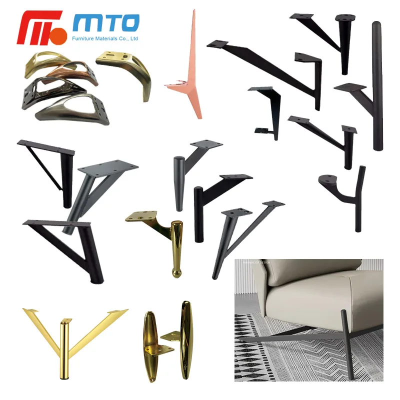 premium Steel Black Silver Minimalist Spray Paint Iron Inclined Aluminum Custom Bench Furniture Metal Sofa Legs