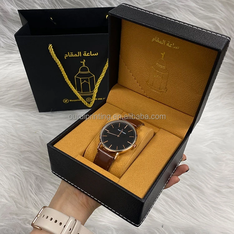 Black Luxury Pu Leather Watch Storage Packaging Gift Box Watch Box Custom Logo