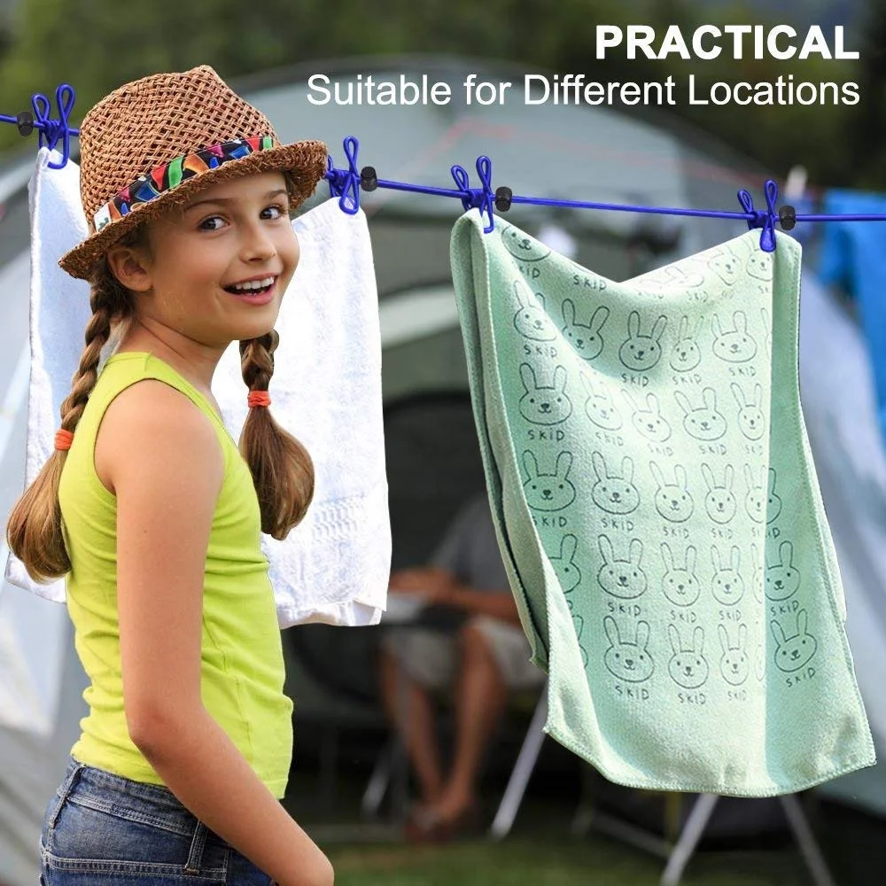Hot selling 185cm Portable Multifunctional Drying Rack Clips Cloth Hangers Steel Clothes Line Pegs Travel Clothespins