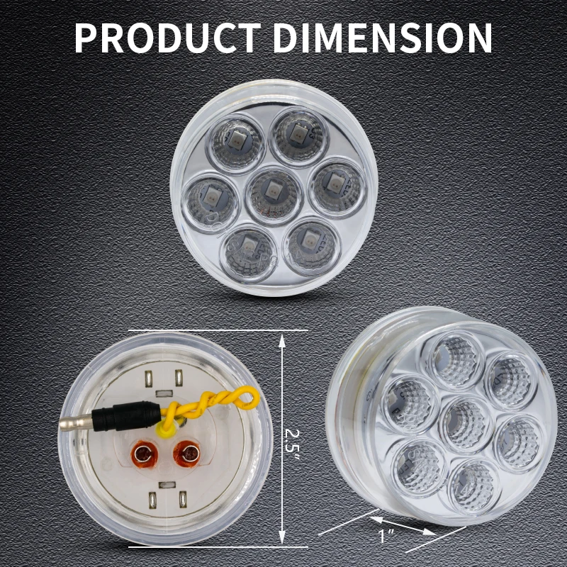 dual color round clear lens led light truck side marker 2 inch truck accessories lights