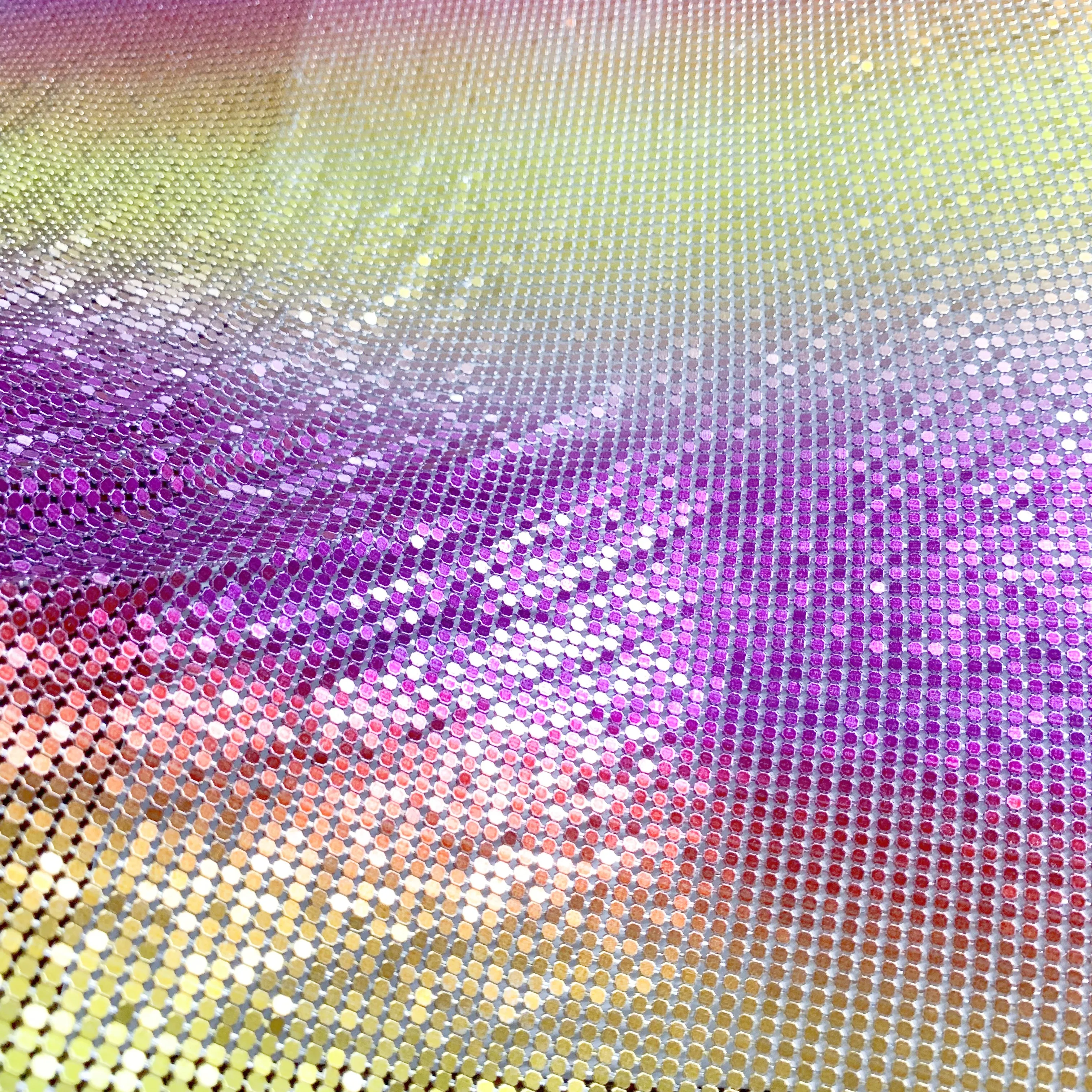 Fast Delivery Black Iridescent Aluminum Metal Mesh Metallic Sequin Chain mail Fabric For Dress Metallic Sequin Mesh