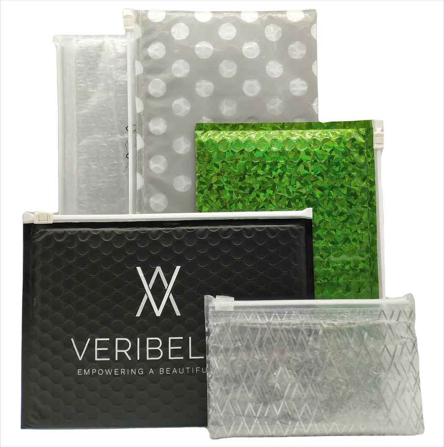 100% Recyclable Zipper Bubble Bags waterproof and shockproof poly bubble mailer