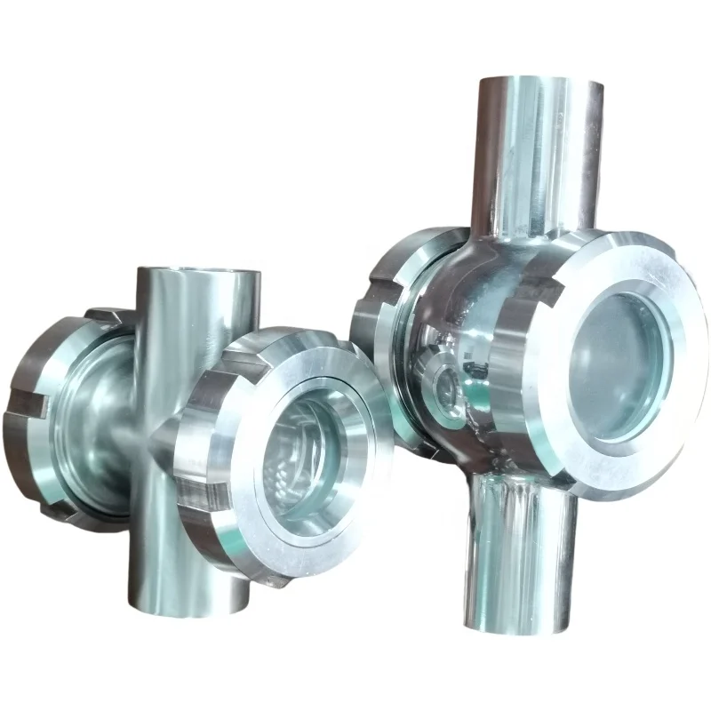 with union SS304 SS316L Sanitary stainless steel cross tube sight glass