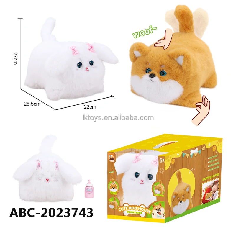 Lucky Toys Plush Dog Plush Cat Touch Close Eyes Feeding Induction Talking Recording Stuff Toys Electronic Animal Toys Blink Cat