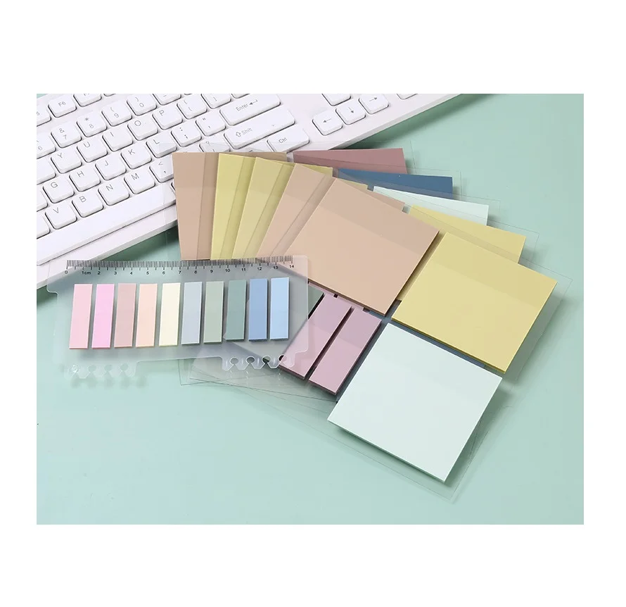 Custom Set for PET Transparent sticky notes invisible N times sticker Easy tear Morandi color memo stationary