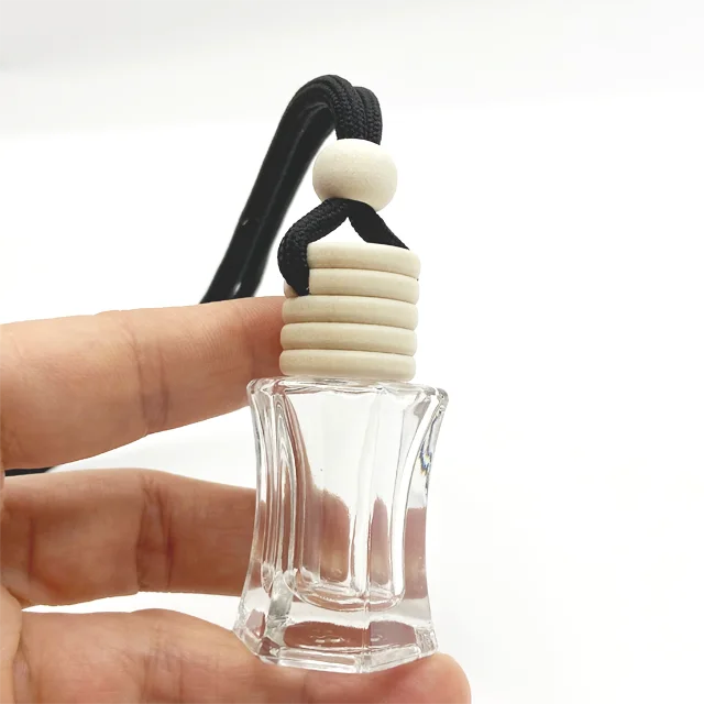 Luxury 7ml Hexagonal Air Freshener Glass Hanging Perfume Bottle Car Diffuser Bottles