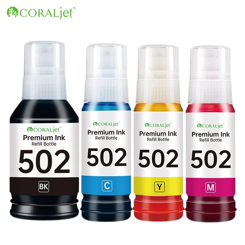 CORALjet 502 T502 бутылки для заправки чернил Ecotank ET-3760 ET-2850 ET-4760 ET-4850 ET-3850 ET-15000 ET-4750 ET-2720 принтера
