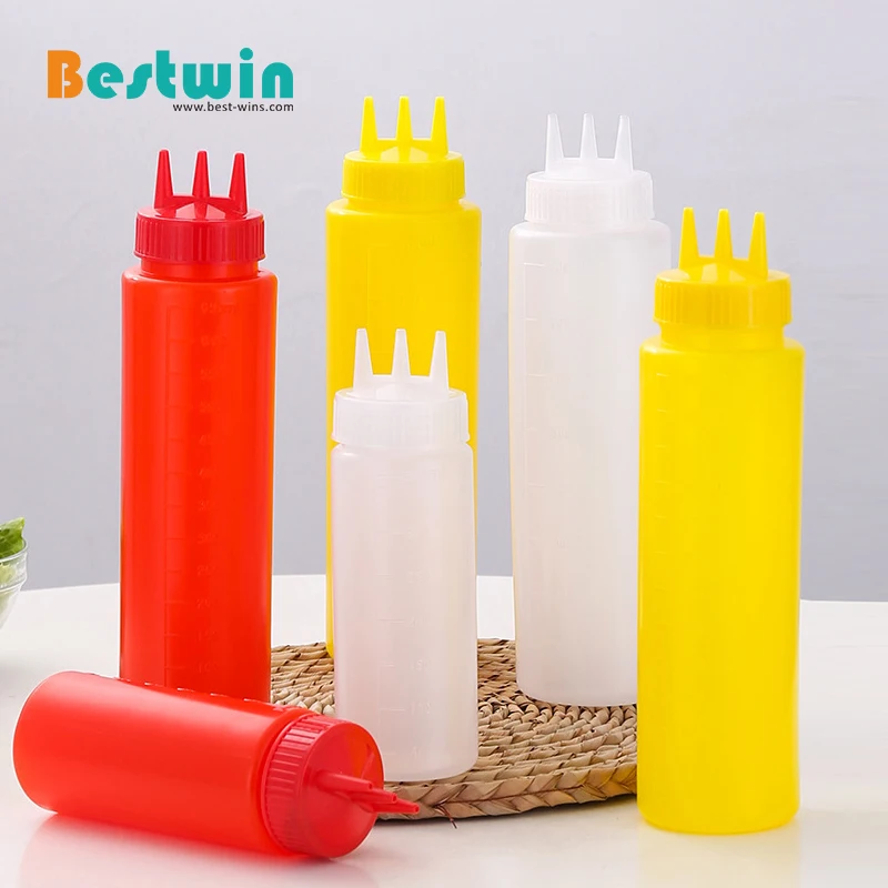 Ресторан Чили кетчуп гамбургер с тремя отверстиями пластиковая бутылка для соуса