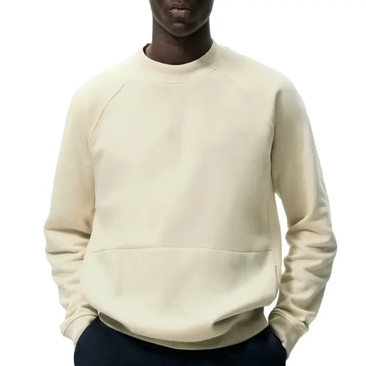 High quality custom men 100% cotton plus size french terry crew neck pullover sweatshirt custom raglan sleeve sweatshirts