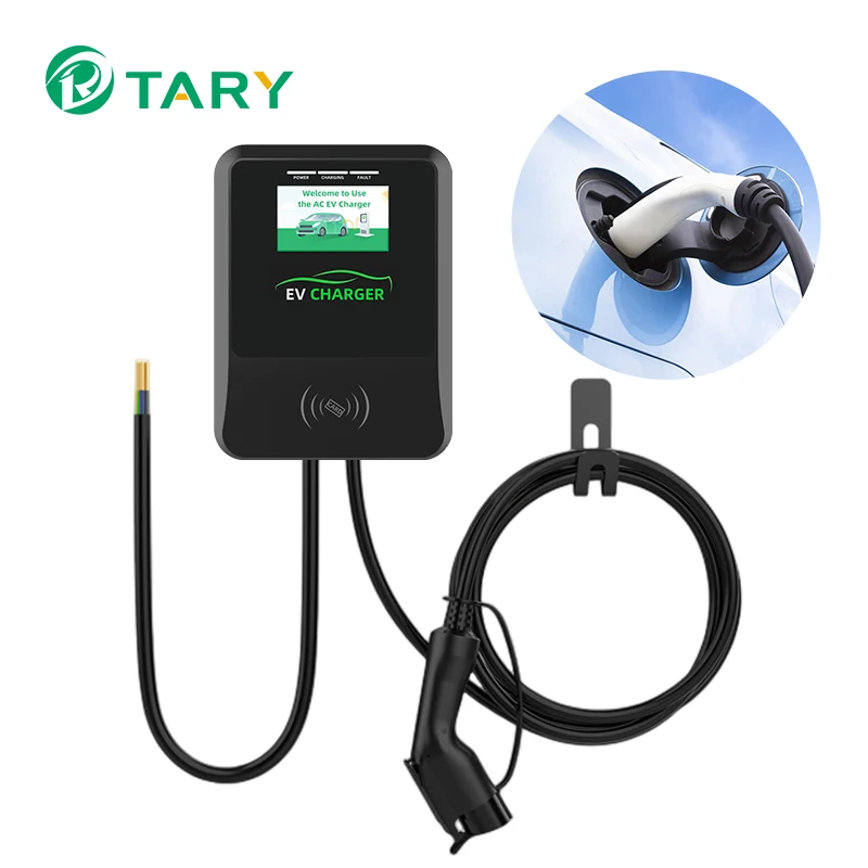 Type 2 GBT Plug European 7KW 11KW 22KW Power 16A 32A AC EV Charging Station Leak Protection Wallbox EV Fast Charging Station