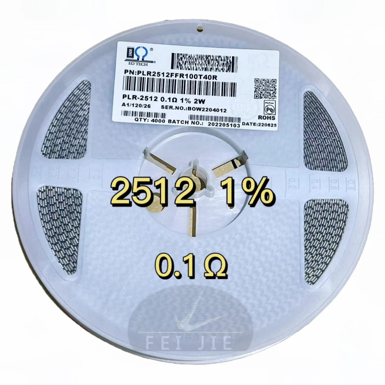 PLR2512FFR100T40R original in stock 2512 1% 2W 0.1 OHM Current Sensing Chip Resistors SMD  50TCR Metal Strip res