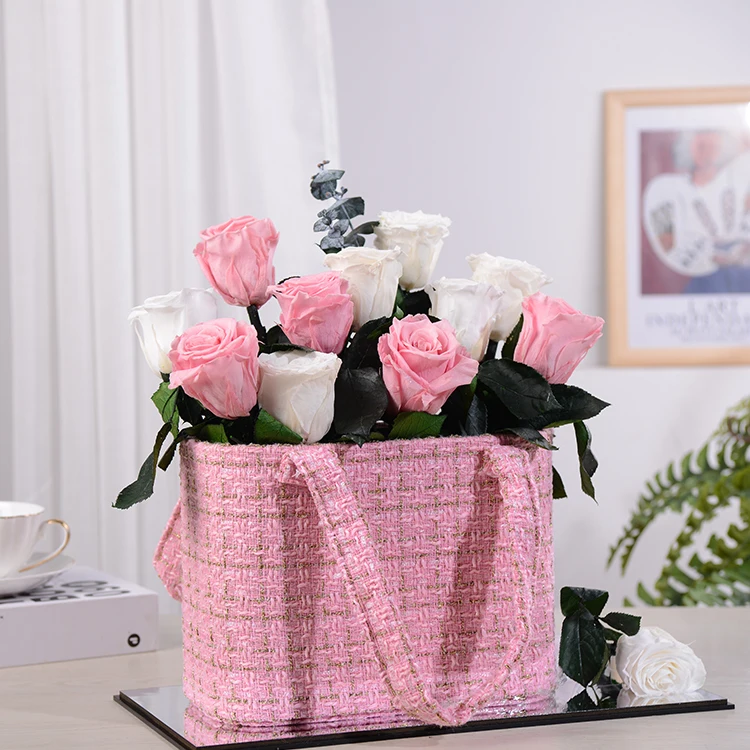 New Transparent Flower Gift Box Acrylic Panorama Flower Box Folding Bouquet Flower Basket Handle Box