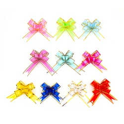 Wholesale Gift Wrapping Christmas Decoration Vertical Pattern Snow Yarn Organza Pull Butterfly Bow Pull Ribbon