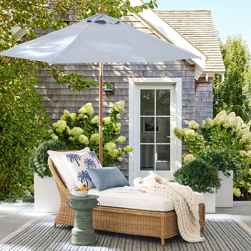 Premium 3 Meter Round Sunbrella fabric outdoor patio umbrella Teak wood tilt frame umbrella outdoor for restaurant