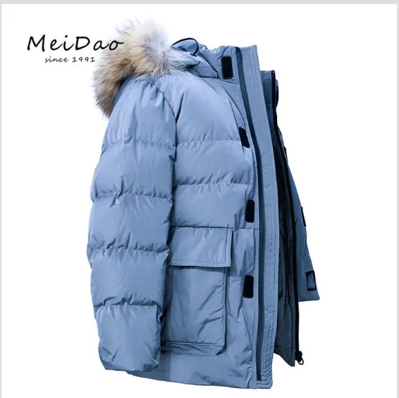 
MEIDAO-040456 Зимний пуховик, куртка с мехом на капюшоне 