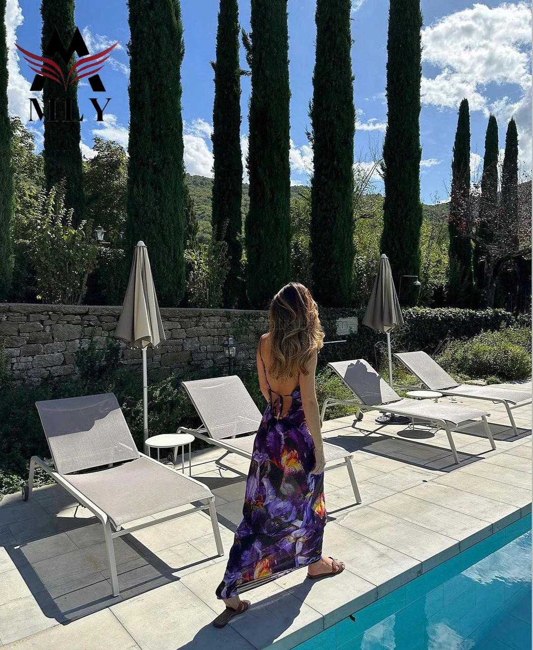 MLY New Print Swimsuit Ladies Swimwear Beachwear Sarong Rash Guard Dress Swimsuit Custom