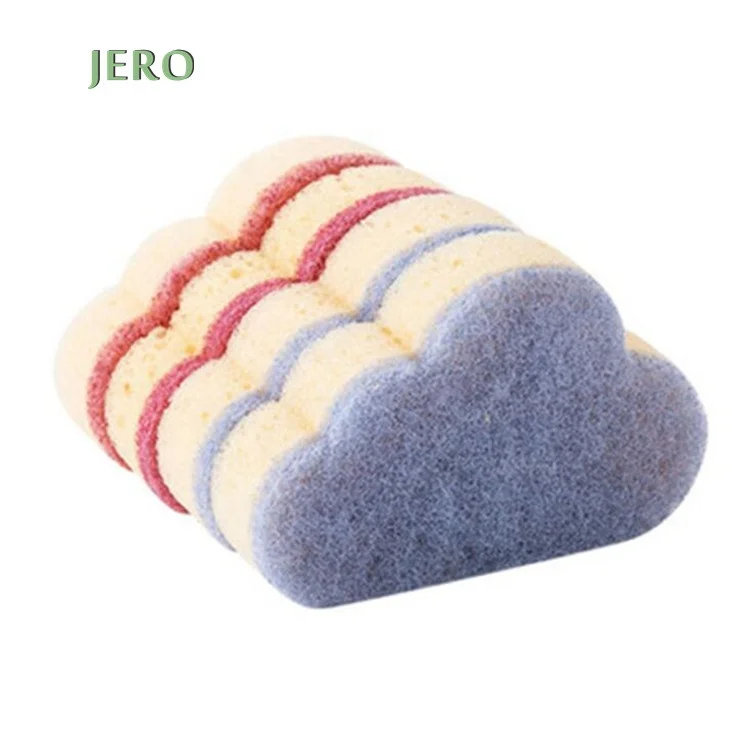 
4 pcs/pack Amazon lovely cloud shape daily use eco kitchen sponges cellulose sponge cloth dish sponge 