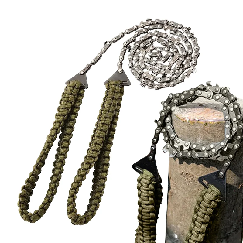 portable cordless hand chain saw survival equipment pocket chainsaw folding chain multi-function survival chain saw