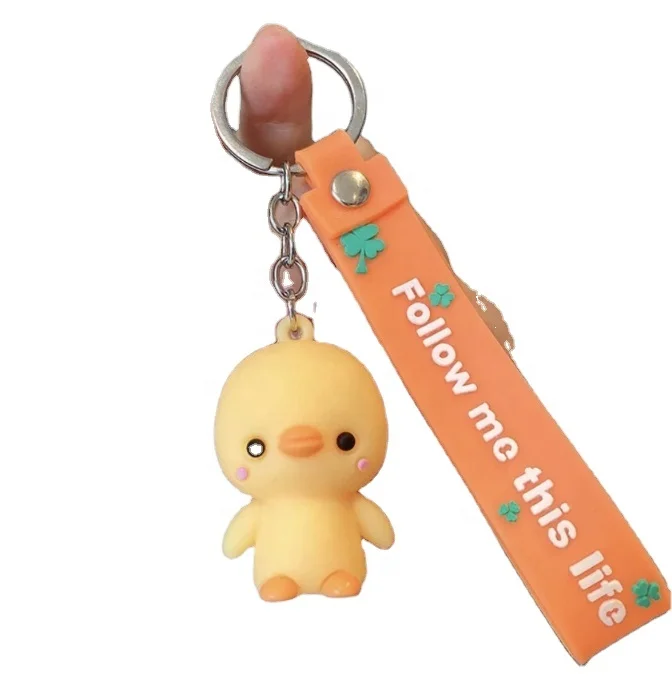 Cute Animal Duck Cartoon PVC Rubber Plastic Keyholder Soft Feature Keychain for Key Holder Use