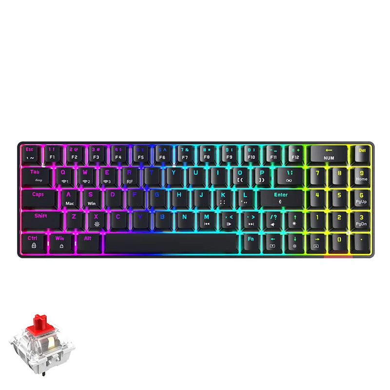 Ajazz AK692 Ultra Compact 60% Form Factor Triple Mode Hot Swap - Mechanical Gaming Keyboard ABS Keycaps RGB Backlit