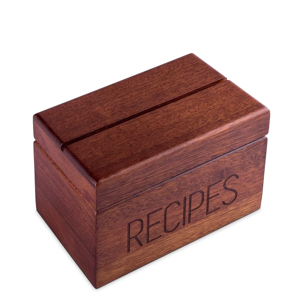 Vintagewood коробка для рецептов из орехового дерева 4x6 в винтажном стиле с разделителями и корзиной хранения карт держателей