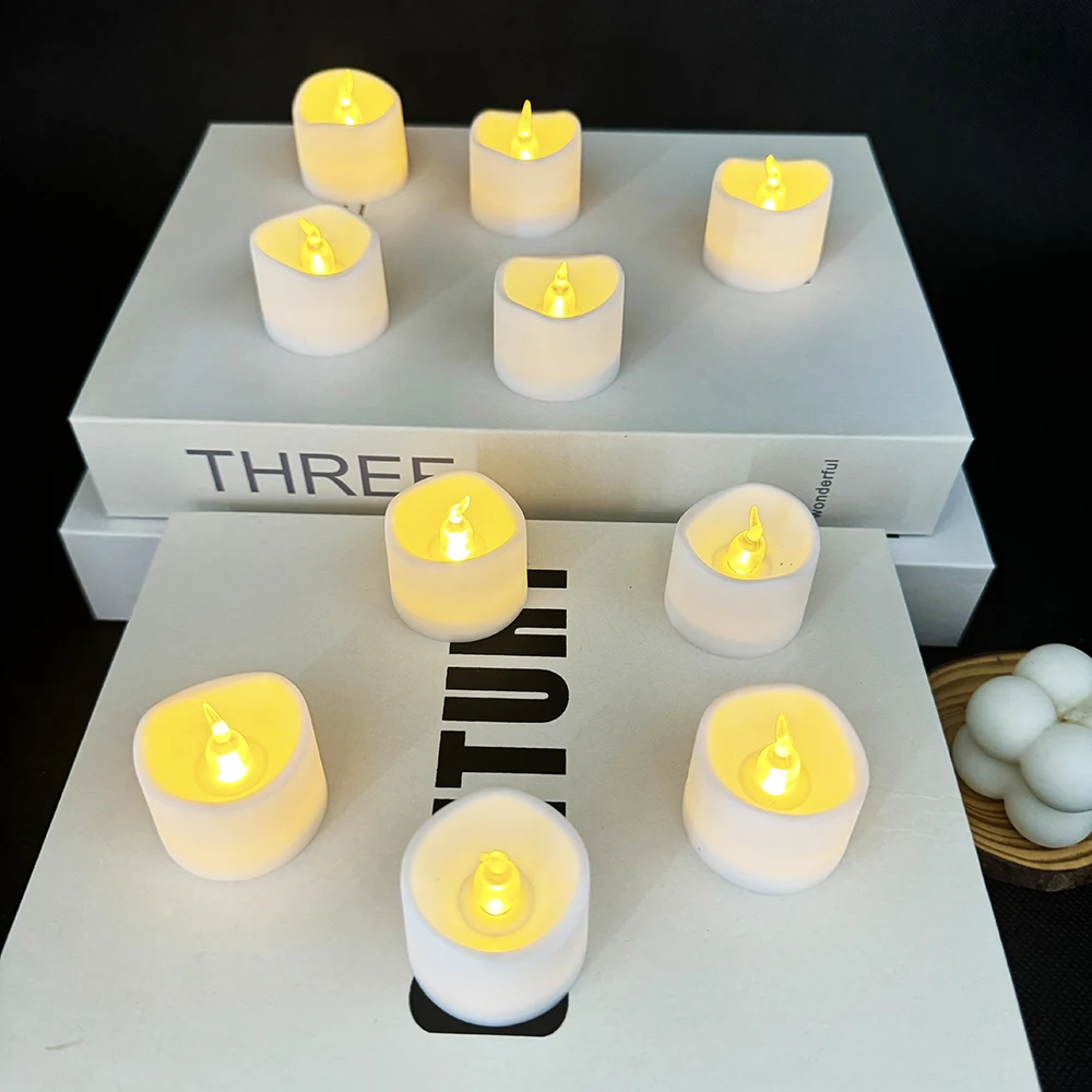 Wholesale home decor white battery operated  tea light candles LED flameless flickering tea lights candles 24-Pack