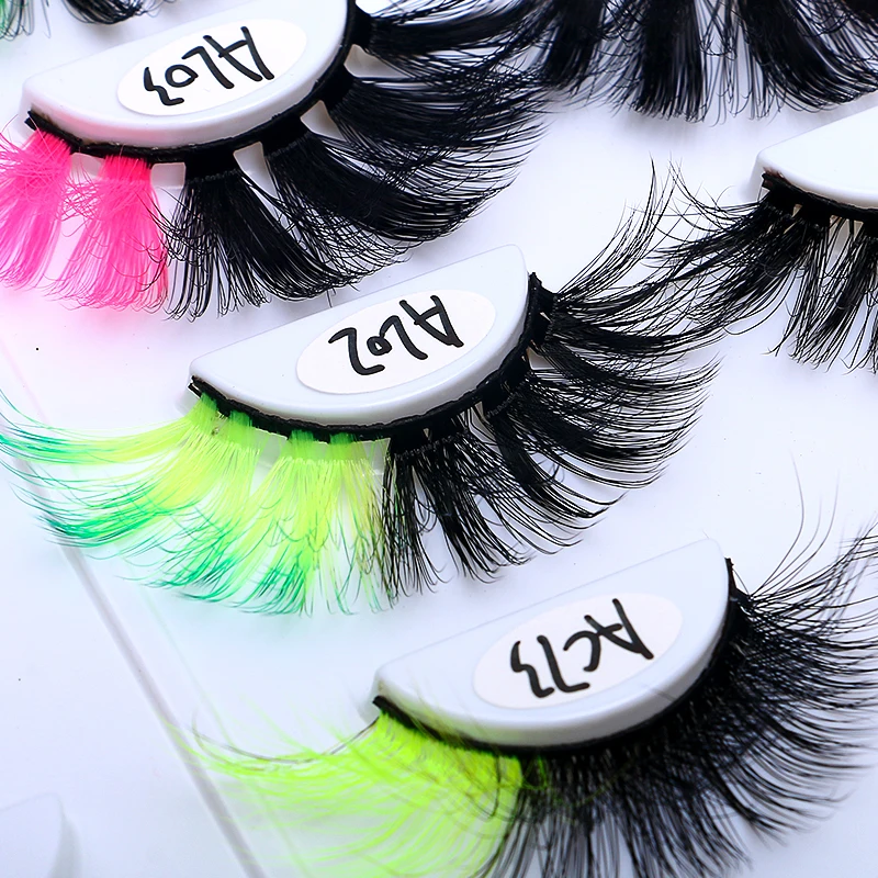 Halloween Lashes 6 Pairs Long Thick Colorful Tinsel Eyelashes Rainbow Falsies for Halloween Party Circus Dance Dress Costumes