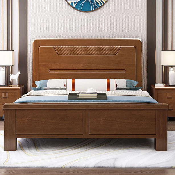 Solid wood bed modern Chinese style bedroom furniture