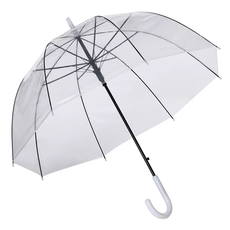 
China Manufacturer Clear Transparent PVC Material Dome Rain Straight Umbrella 