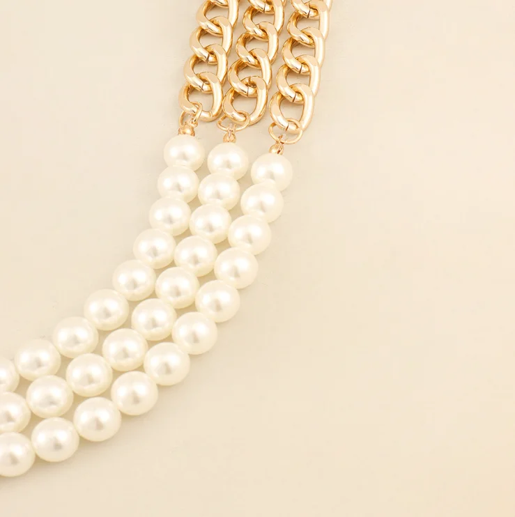 Multi-layer Pearl Metal Chain Waist Belt Body Chain Belly Dance