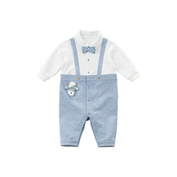 DBH15939 dave bella spring new born baby boys fashion removable bow jumpsuits infant toddler clothes children romper