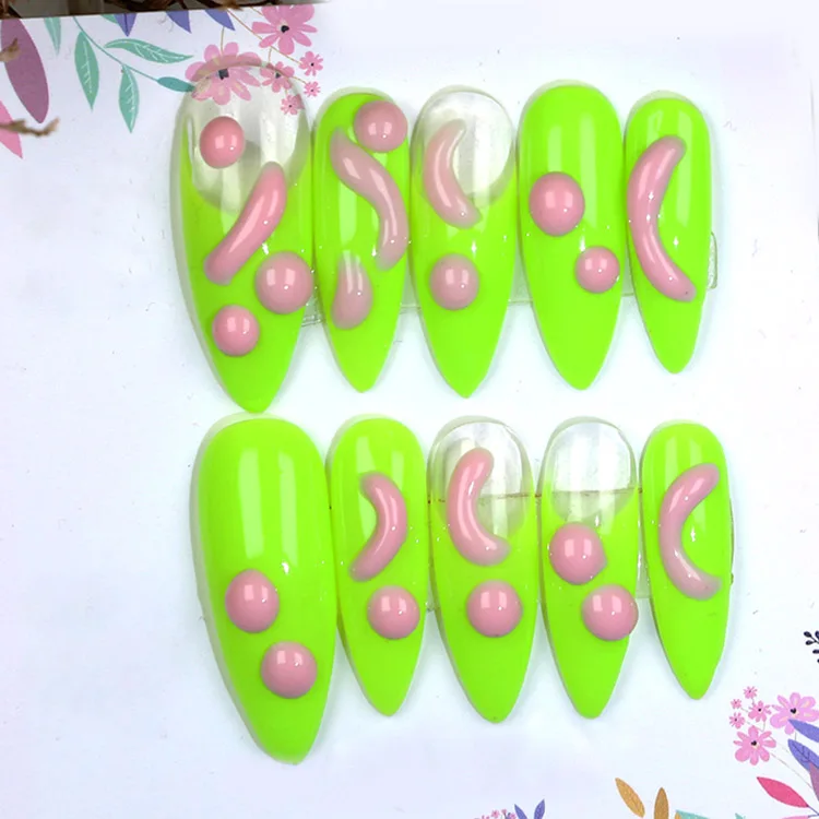 Free Shipping Luxury Private Label Press On Nails Handmade Custom Thick Acrylic Nails With Rhinestones Artificial Fingernails