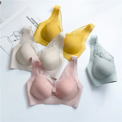 Western 2021 New No Steel Ring Bra Thin Breathable Gathered Sports Bra  Latex Seamless Sleep Women Underwear