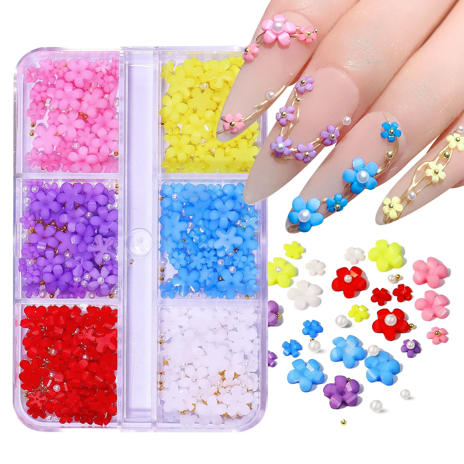 With Professional Manufacturer Random Mixed Flowers Resin Moon Nail Art Decoration Accessories Nails Charms Rhinestones