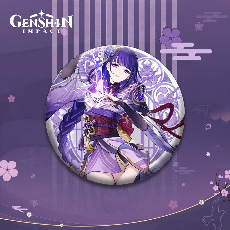 2022 In Stock Kawaii Cartoon Badge Anime 11 Colors Two-Dimensional Fine Flash Matte Tinplate Badge for Gifts