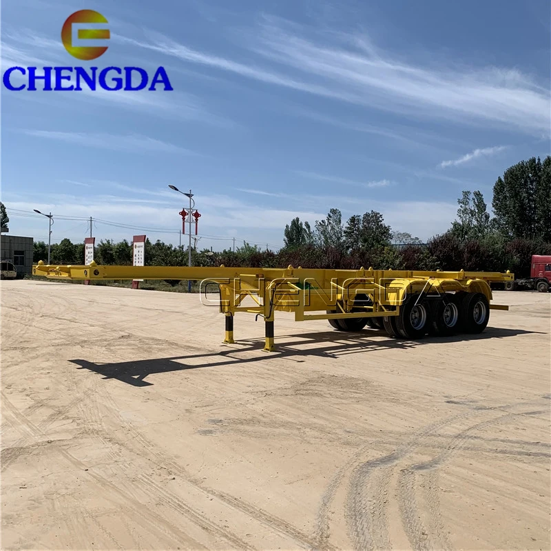 China Low Price Heavy truck 40FT 45FT container trailer 3 axle skeleton semi trailer