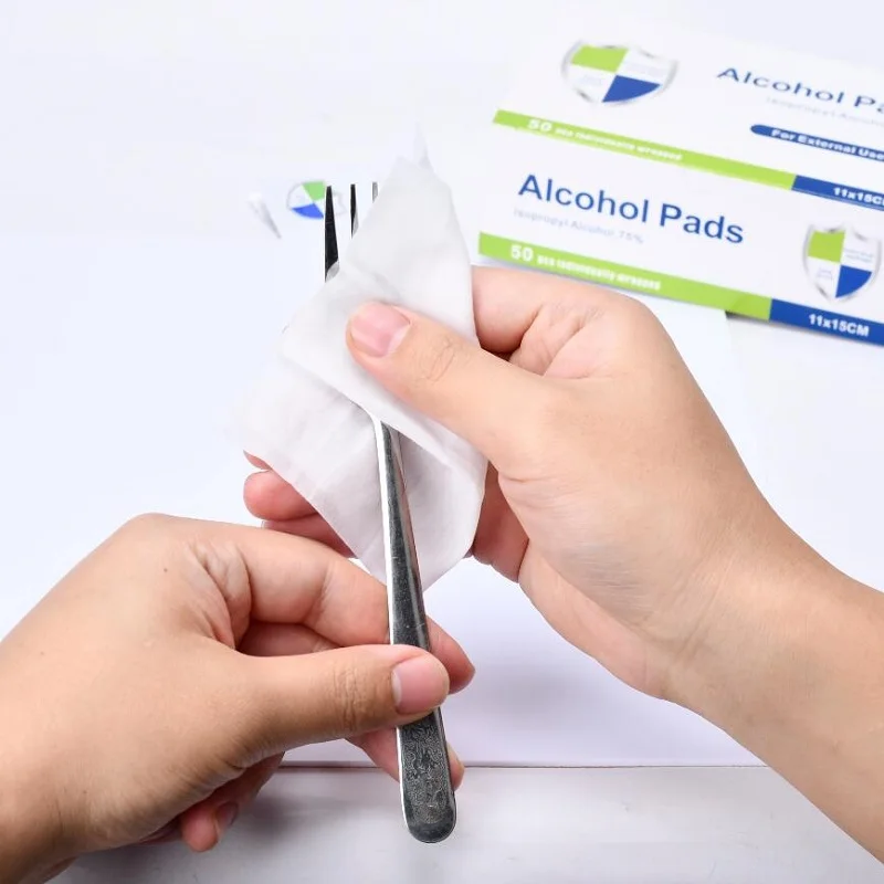 50pcs wet wipes Individually-Wrapped Cotton Swabs Non woven Alcohol Wipes Isopropyl Alcohol Prep Pads