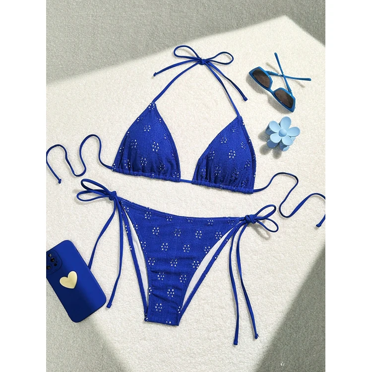Hot Sex Mature Women Bikini Sexy Triangle Bikini v Neck Lace up Floral Bikini Swimsuit High Waisted Two Piece Wholesale