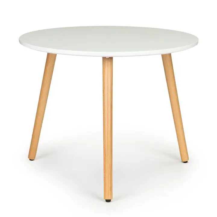 
Nightstand for living room bedroom small spaces small round coffee table white coffee side table with natural solid wood legs fo 