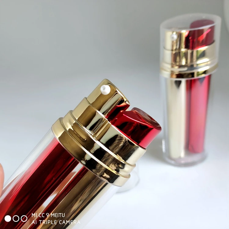 Custom 15ml 15 ml Acrylic PP Dual Chamber Pump Lotion Double Tube Dispensing Cosmetic Airless Bottle For Skincare Packaging