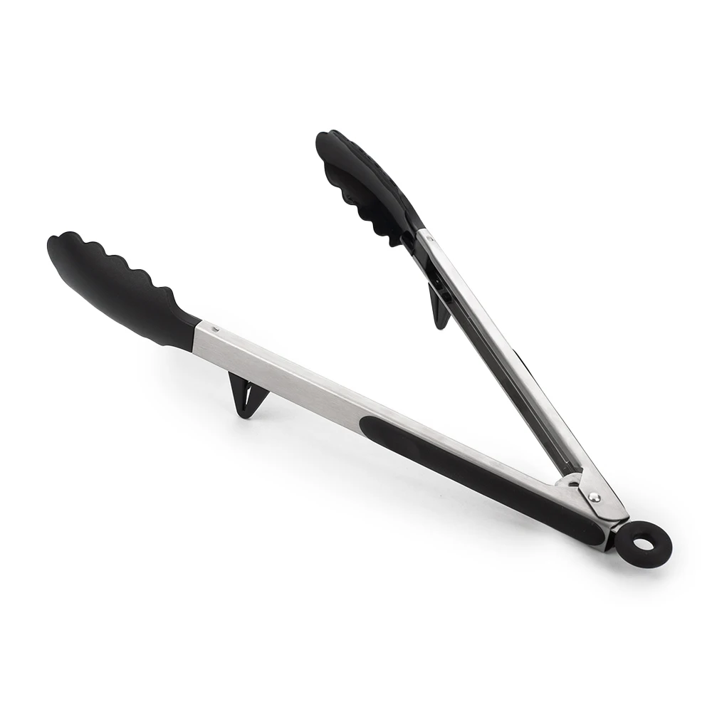 Food Grade Silicone Kitchen Tongs Utensil Cooking Clip Clamp Accessories Salad Serving BBQ Tools Tong With Bracket