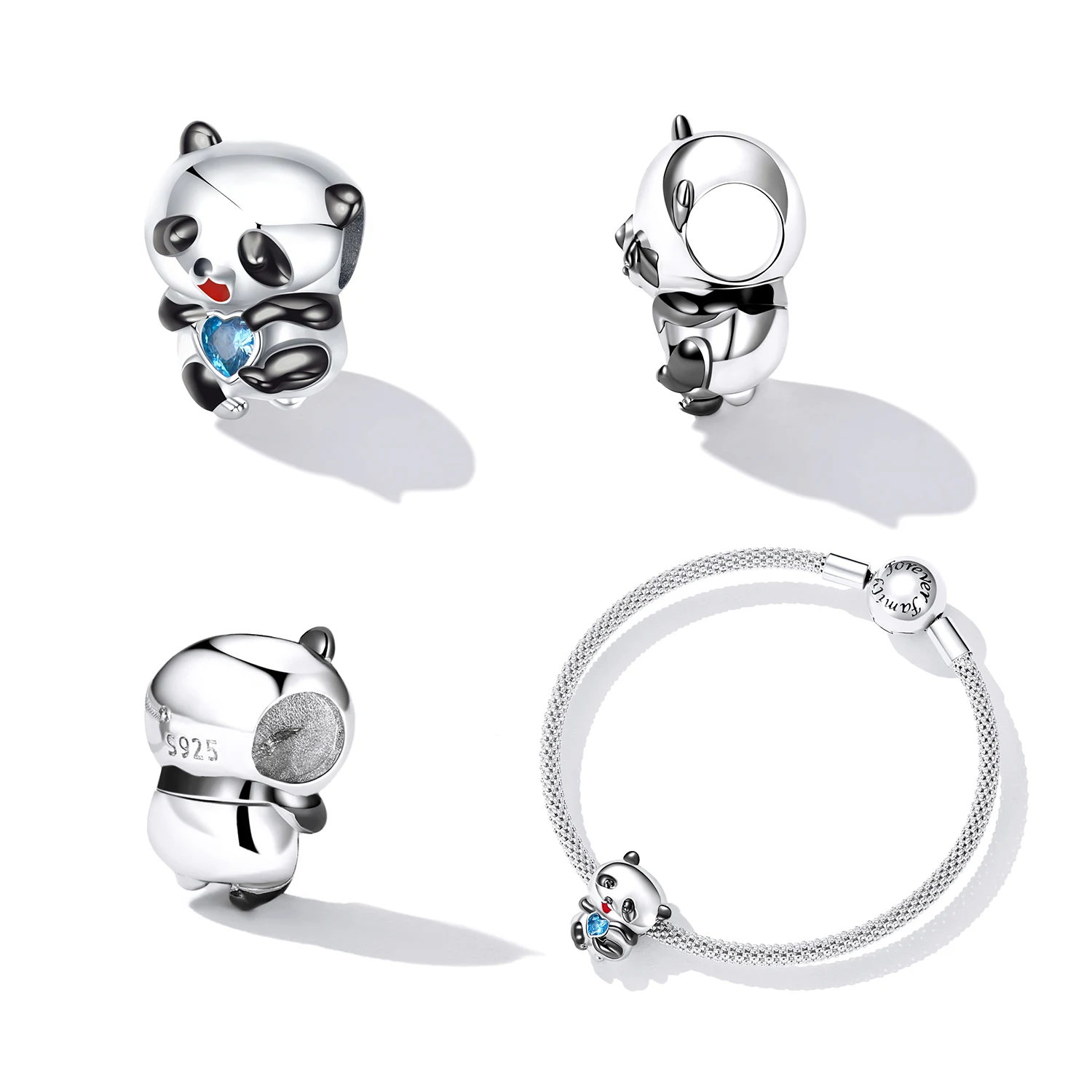 New Product 925 Sterling Silver Cute Colour Panda Charm Beads Pendant Charms For Bangles Jewelry For Women Girl Party Daily Wear