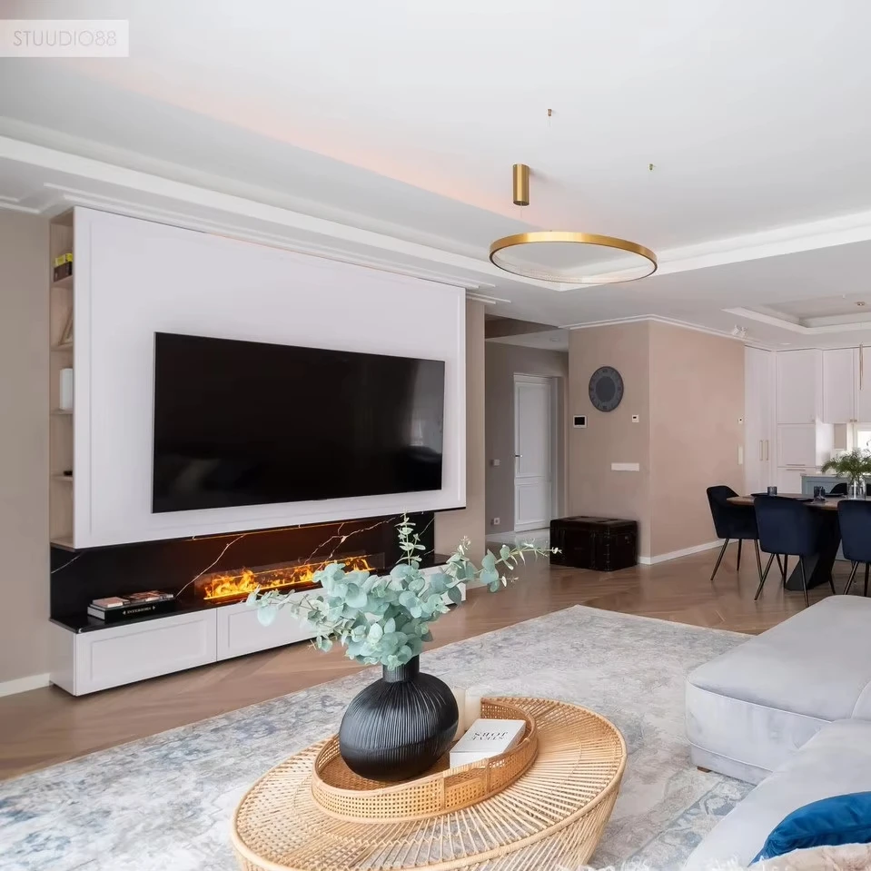 Freestanding portable 3D flame electric led fireplace no heater atomizing water steam fireplace for living room decoration