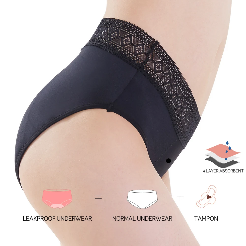 Lynmiss Reusable 4 Layer Mature Period Underwear Hot Beautiful Ladies Sanitary Incontinence Menstrual Period Panties