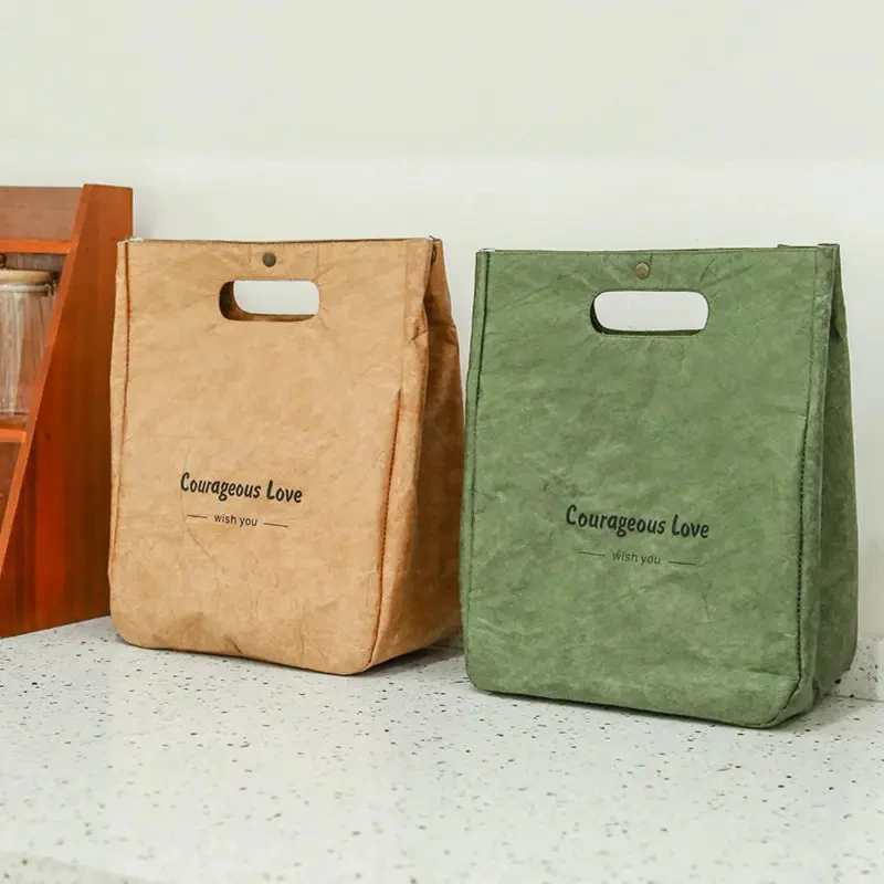 Custom Cooler Lunch Bag Waterproof Thermal Insulated Washable Dupont Tyvek Paper Lunch Cooler Bag for Kids adults women